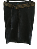 Daniel Boudon for Formes of Paris Indigo Black Denim Skirt with Embroidered Belt - Size Maternity 36 UK 8/10