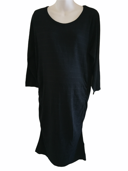 H&M Mama Black Striped Medium Knit Stretch Jumper Dress - Size Maternity XL UK 20-22