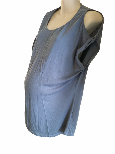 New Look Maternity Sky Blue Cold Shoulder Top - Size Maternity UK 16