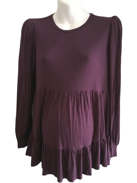 New Look Maternity Plum L/S Tiered Top - Size Maternity UK 8