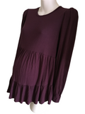 New Look Maternity Plum L/S Tiered Top - Size Maternity UK 8