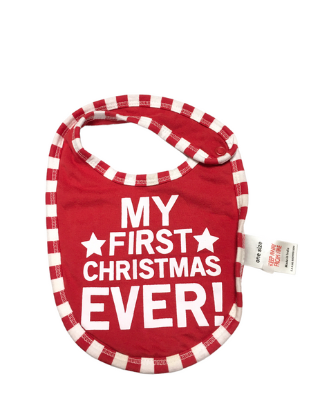 My First Christmas Ever Red/White Baby Bib - Unisex Baby One Size