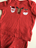 F&F Red Christmas L/S Top and Star Leggings Outfit - Unisex 3-6m