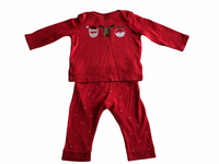 F&F Red Christmas L/S Top and Star Leggings Outfit - Unisex 3-6m