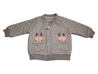 Tu Grey Sparkly Silver Zip up Jacket with Reindeer Pockets - Girls 0-3m