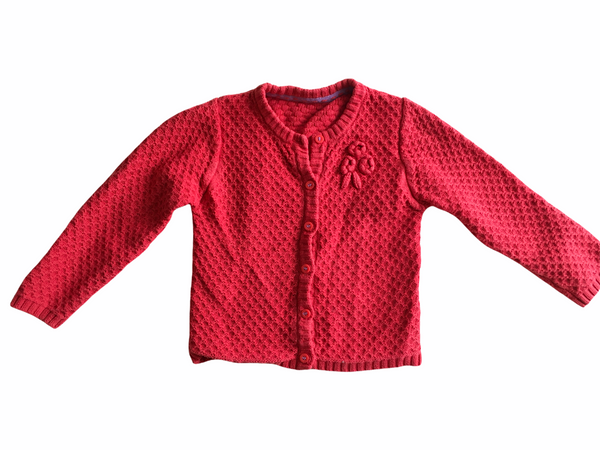 M&S Girls Red Cardigan with Flowers Applique - Girls 18-24m