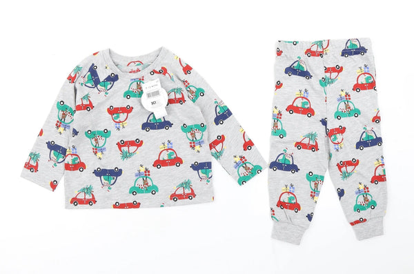 Brand New Matalan Grey Christmas Cars Print Pyjamas Set - Boys 9-12m