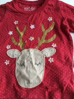 Mothercare Red Polkadot Reindeer Snowflake Sparkly Christmas Pyjamas - Girls 12-18m