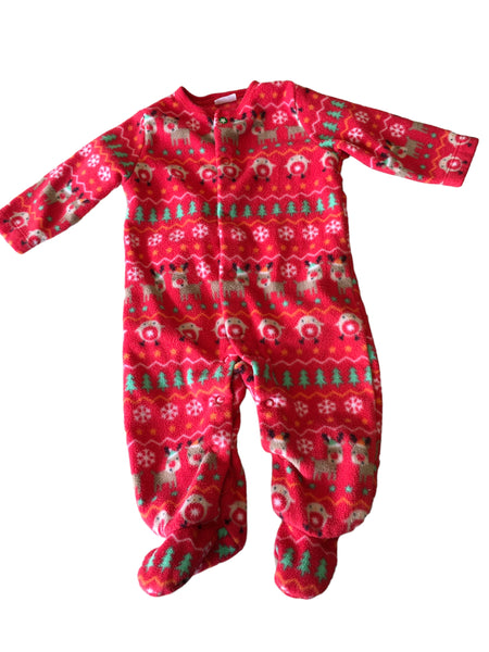 F&F Fair Isle Christmas Print Warm Fleece Baby Sleepsuit - Unisex 0-3m