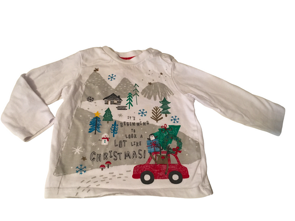 F&F White Beginning To Look A Lot Like Christmas Top - Unisex 3-6m