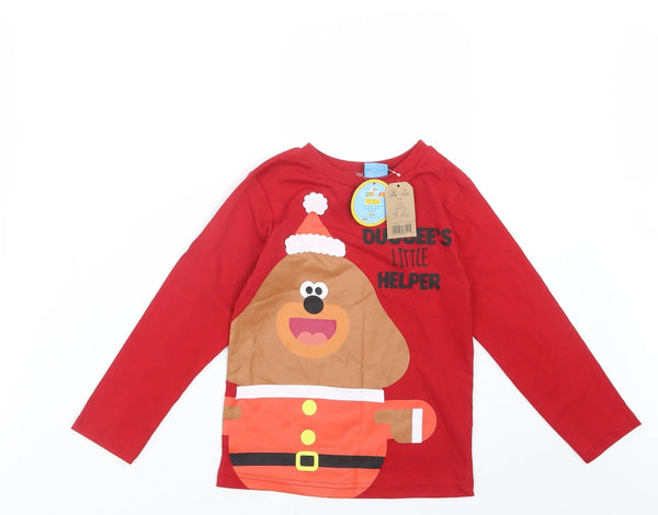 Brand New George Hey Duggee Character Red Christmas L/S Top - Unisex 4-5yrs