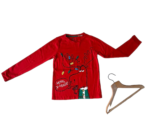 Tu Merry X-Moose Red Reindeer Christmas Pyjamas Top - Unisex 10-11yrs