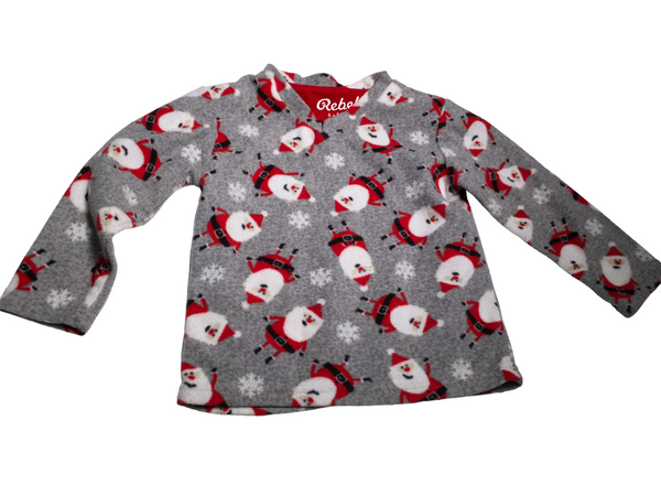 Rebel Grey Soft Fleece Santa Print Pyjama Top - Unisex 2-3yrs