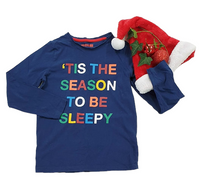 M&S Navy 'Tis The Season To Be Sleepy Christmas Pyjama Top - Unisex 9-10yrs