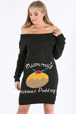 Mummy's Christmas Pudding Black Bardot Jumper Dress - Size Maternity M/L