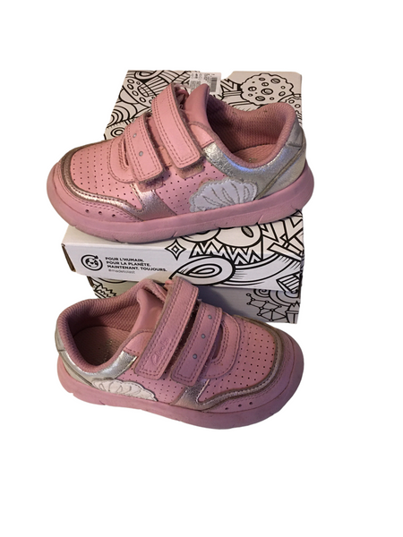Clarks Ath Shell T Pink Leather Girls Trainers - Girls Size Infant UK 6.5 F EUR 23