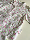 Jojo Maman Bebe White Rose Print L/S Cotton Shortie Pyjamas - Girls 2-3yrs