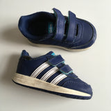 Adidas Toddler Boys Classic Blue Stripe Trainers with Double Velcro Fastening - Boys UK Infant 4