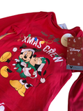 Brand New Disney New To The Xmas Crew Red Mickey & Minnie Pyjamas - Unisex 3-6m