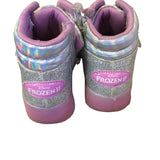 Disney Frozen Silver Glitter High-Top Light Up Trainers - Girls Size Infant 7 UK 24