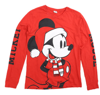 Disney Mickey Mouse at Next Red Christmas L/S Top - Unisex 15yrs