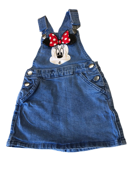 Disney at Primark Minnie Mouse Blue Denim Dungaree Dress - Girls 3-4yrs