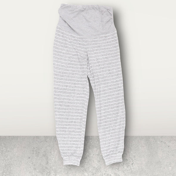 Dunnes Maternity Grey Striped Knitted Lounge Pants Trousers - Size Maternity S UK 8-10