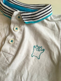 Next White & Turquoise S/S Polo Shirt with Monster Motif - Boys 3-6m
