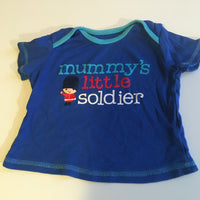 Mummy's Little Soldier Baby Boys Blue T-Shirt - Boys 3-6m