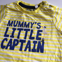 Mummy's Little Captain Yellow T-Shirt and Blue Stretch Jeans Outfit - Boys 3-6m