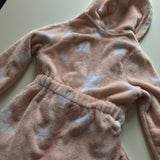 M&S Pink White Star Fluffy Dressing Gown Robe with Hood - Girls 5-6yrs