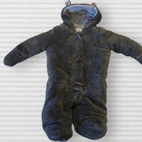 F&F Charcoal Grey Furry Duffle Pramsuit with Hood - Boys 6-9m