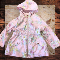 F&F Pink Floral Print Hooded Lightweight Mac Jacket - Girls 3-4yrs