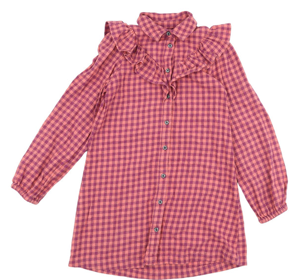 F&F Pink/Purple Checked Cotton Shirt Dress - Girls 10-11yrs