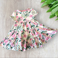 F&F Sustainable Cotton Pink & Green Floral Jersey Dress - Girls 3-4yrs