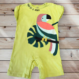 F&F Yellow One Of A Kind Parrot Print Romper - Unisex 18-24m