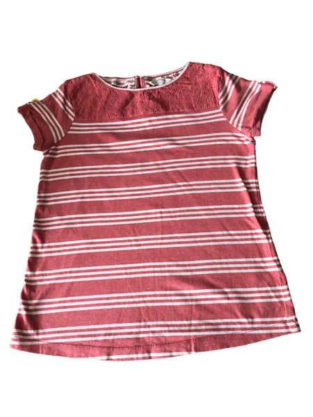 Fat Face Red Striped Broderie T-Shirt - Girls 12-13yrs