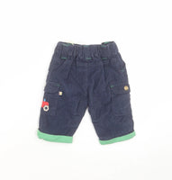Brand New Frugi Navy Little Cord Combats Trousers with Tractor Organic Cotton - Boys 3-6m