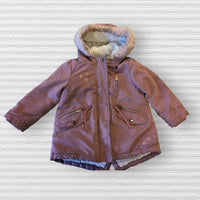 George Dusky Pink Hooded Coat Star Chest Logo Fleece Lined - Girls 3-4yrs