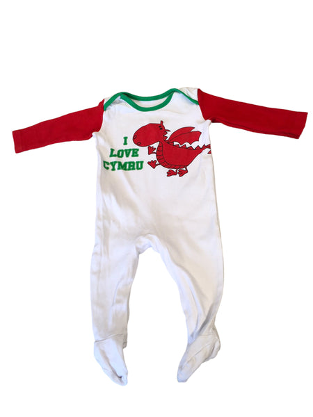George I Love Cymru Baby Sleepsuit - Unisex 6-9m