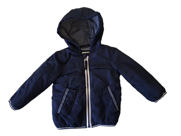 George Navy Blue Lightly Quilted Jacket with Hood - Boys 6-9m