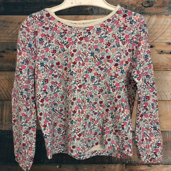 George White & Pinks Ditzy Floral L/S Top - Girls 4-5yrs