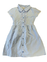 Girls Blue/White Gingham Button Summer School Dress - Preloved 