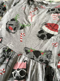 Festive Animals Grey L/S Christmas Dress - Girls 8-9yrs