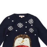 Bluezoo Navy Sequin Penguin Knitted Christmas Jumper Dress - Girls 18-24m