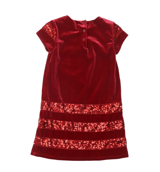 M S Plush Red Velvet Sequin Girls Christmas Party Dress Girls 5