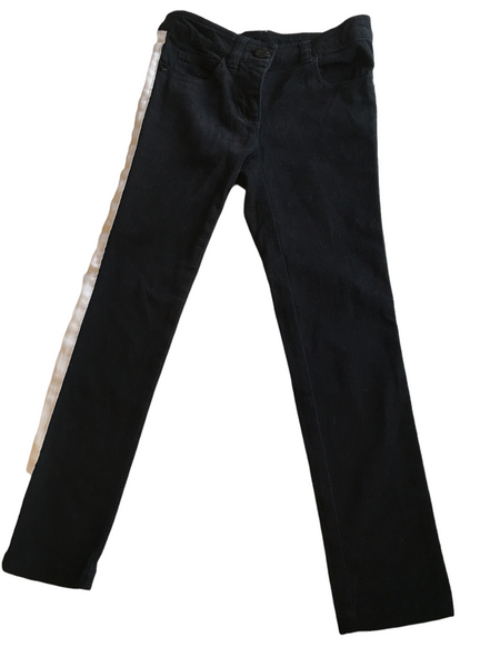 Next Jet Black Jeans with White Leg Stripes - Girls 7yrs