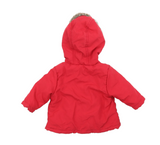 Tu Baby Red Coat with Embroidered Cats Design and Hood - Girls 0-3m