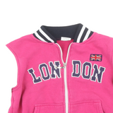 London Girls Pink/White Varsity College Baseball Jacket - Girls 11-12yrs