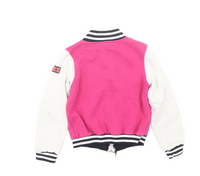London Girls Pink/White Varsity College Baseball Jacket - Girls 11-12yrs